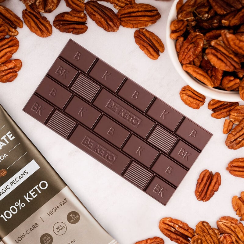 Cioccolato Keto Vegano con Olio MCT – Noci Pecan 80g Cioccolato Keto Vegano con Olio MCT – Noci Pecan 80g