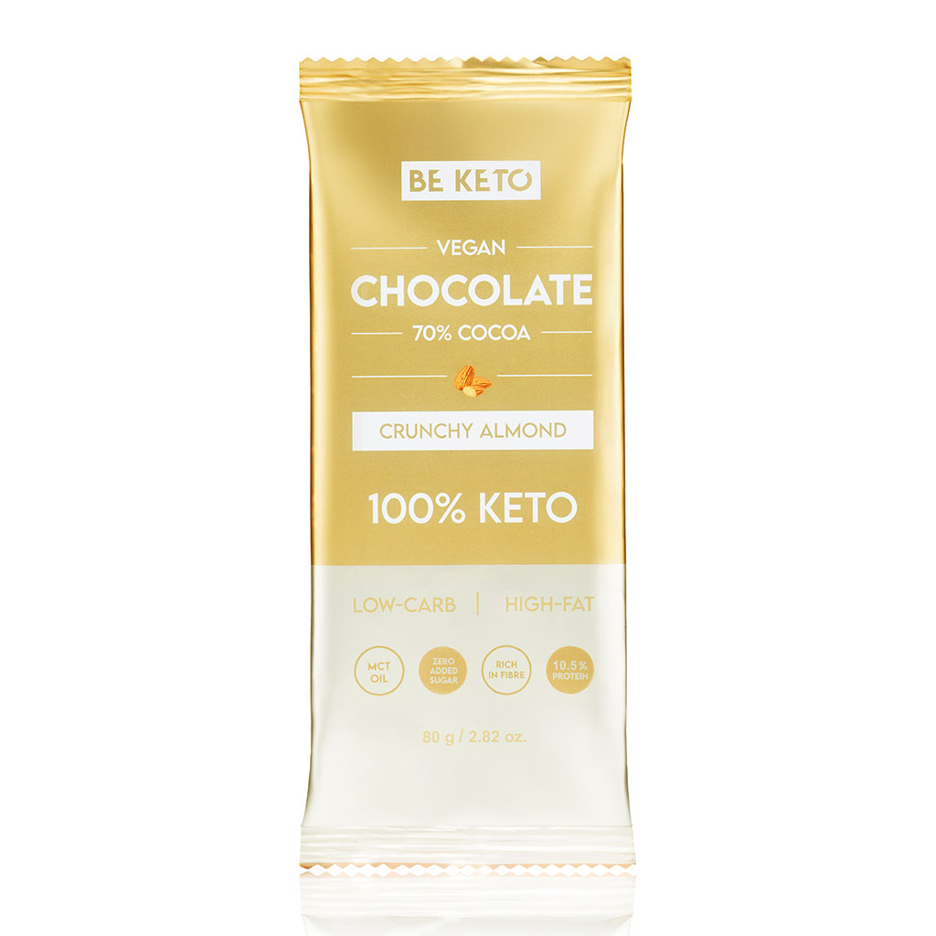 Cioccolato Keto Vegano con Olio MCT – Mandorla Croccante 80g