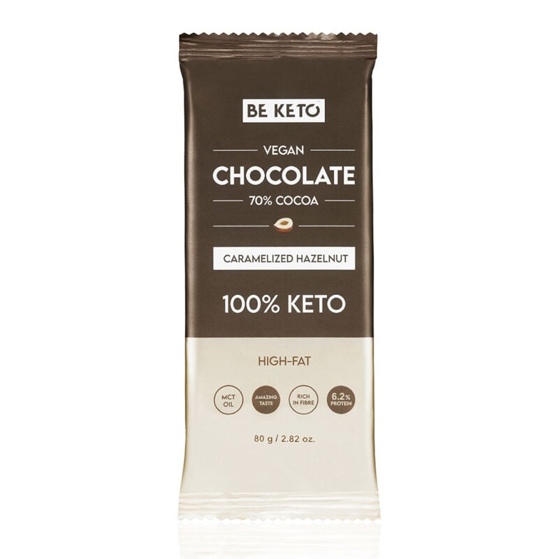 Cioccolato Keto Vegano con Olio MCT – Nocciola Caramellata 80g