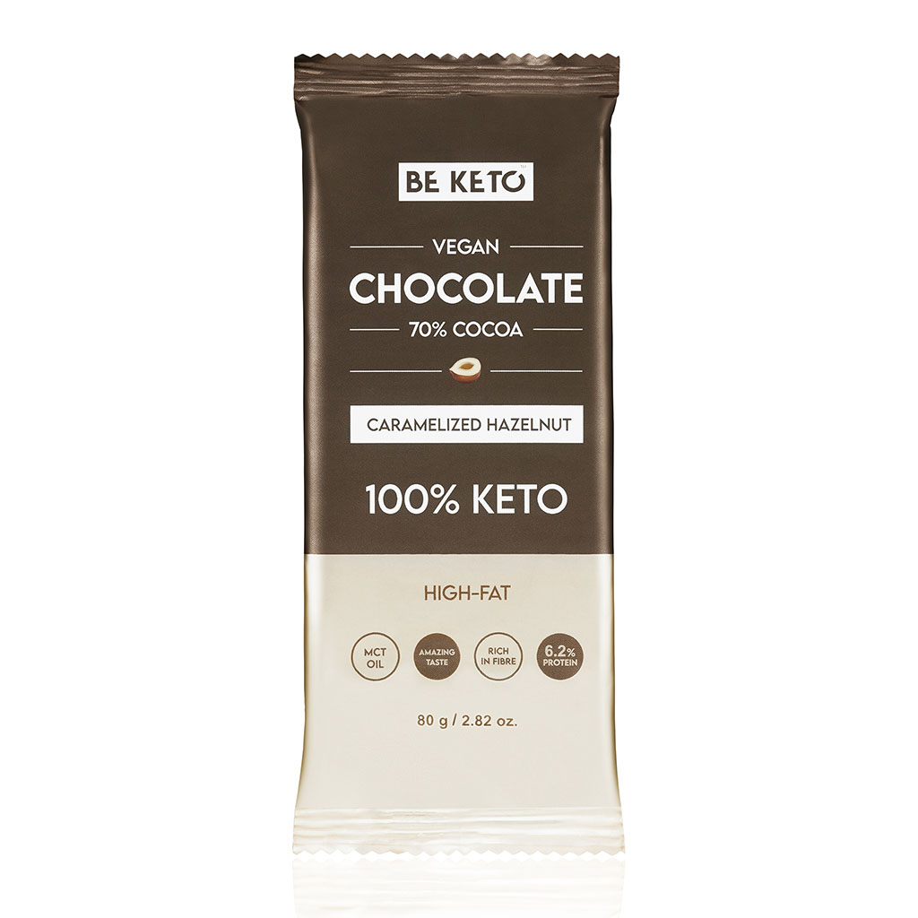 Cioccolato Keto Vegano con Olio MCT – Nocciola Caramellata 80g