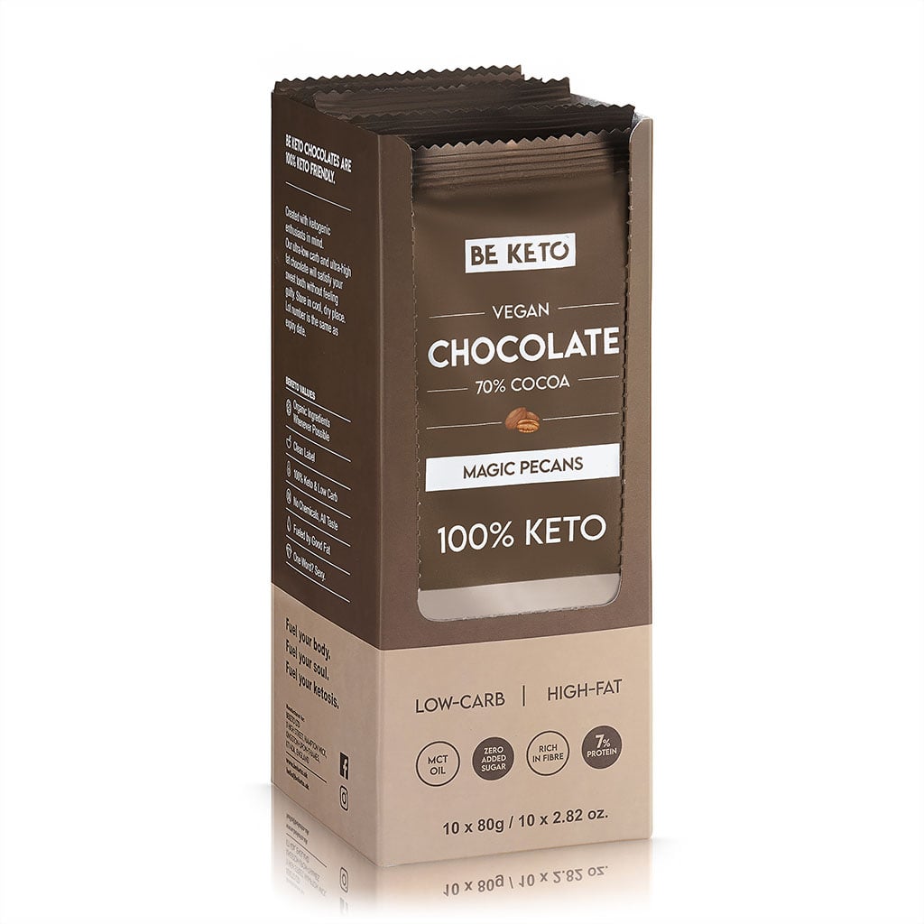 Set di Cioccolato Keto Vegano 10 pezzi Cioccolato Keto Vegano 10 x 80g – Noci Pecan