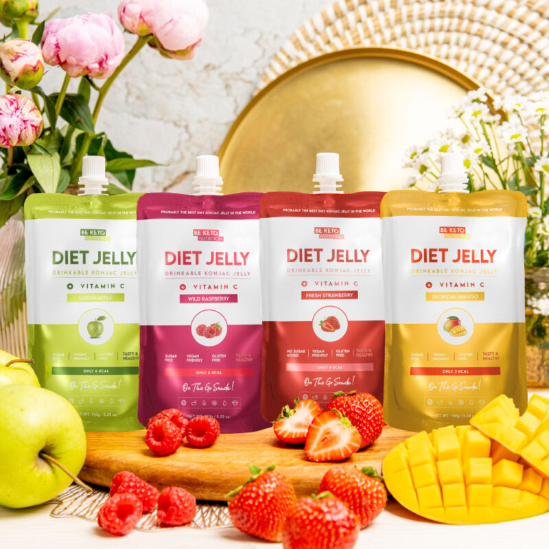 Gelatina Dietetica Konjac & Vitamine – Lampone Selvatico 150g Set di Gelatine Dietetiche Konjac 5 pezzi