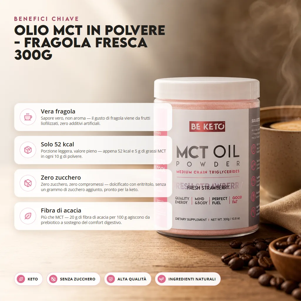 Olio MCT in Polvere – Fragola Fresca 300g