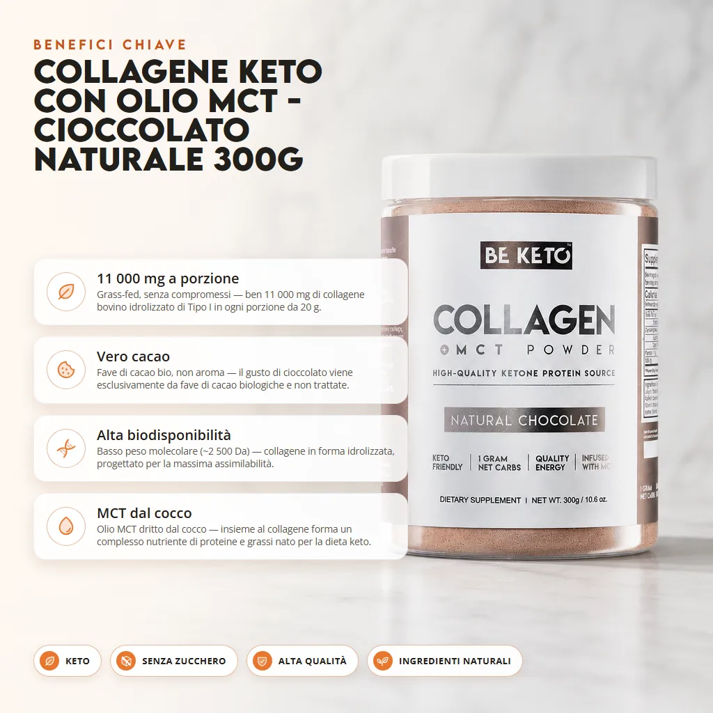Collagene Keto con olio MCT – Cioccolato Naturale 300g