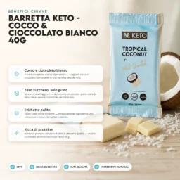 Barretta Keto – Cocco e Cioccolato Bianco 40g – Benefit Barretta Keto – Cocco e Cioccolato Bianco 40g