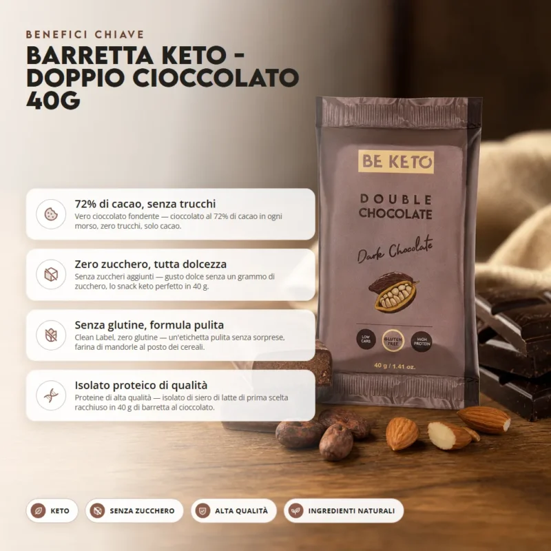 Barretta Keto – Doppio Cioccolato 40g