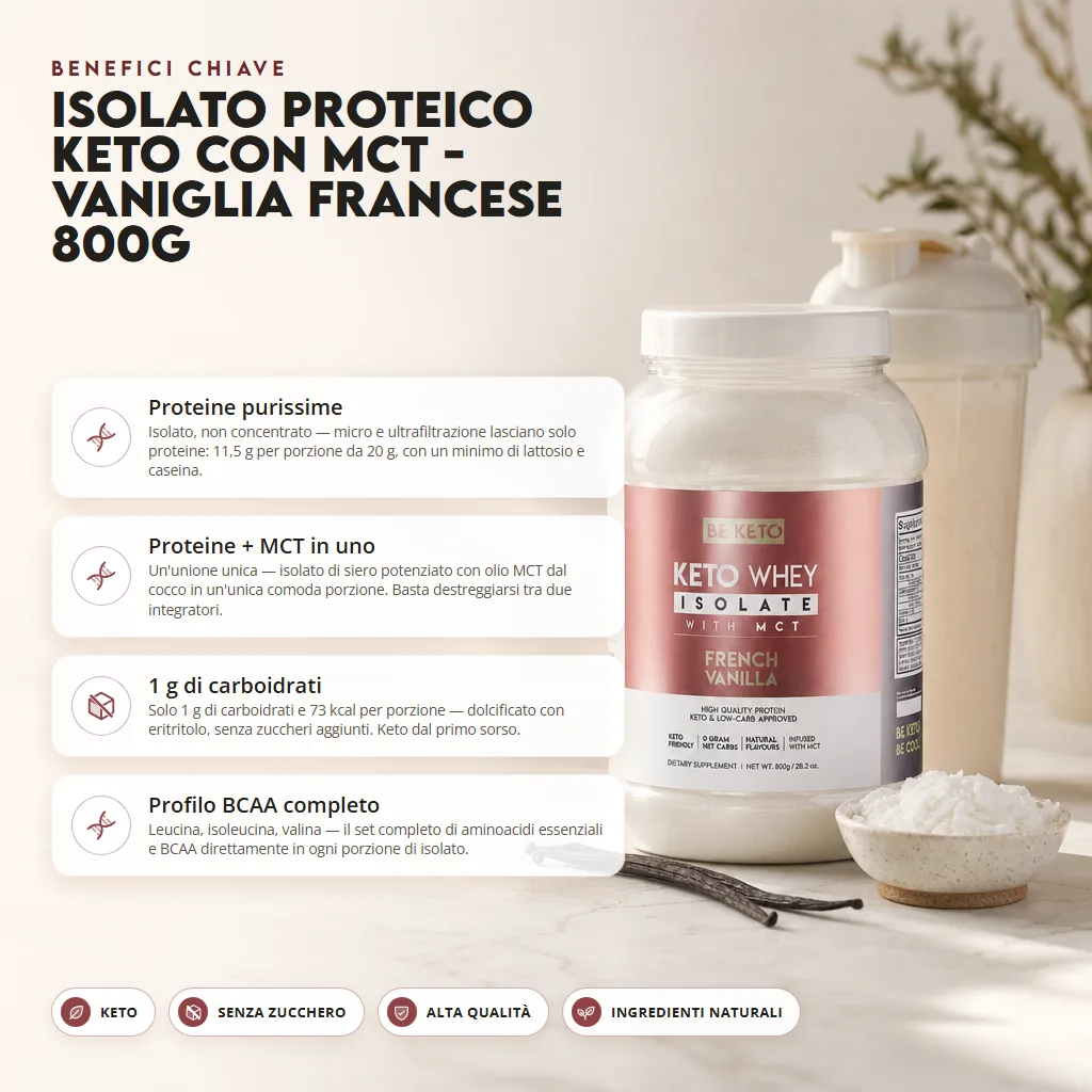 Isolato Proteico Keto con MCT – Vaniglia Francese 800g
