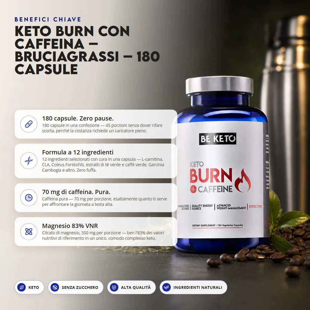 Keto Burn con Caffeina – Brucia Grassi – 180 capsule