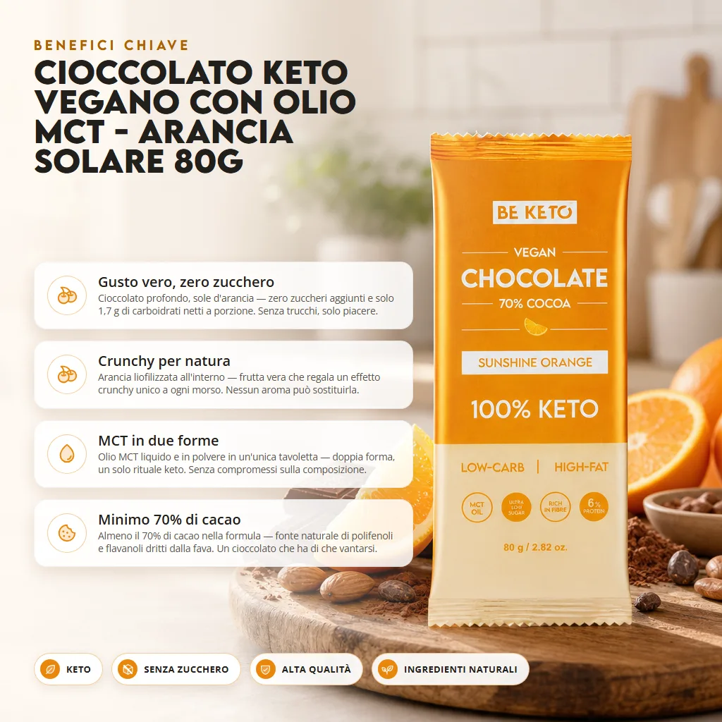 Cioccolato Keto Vegano con Olio MCT – Arancia Solare 80g
