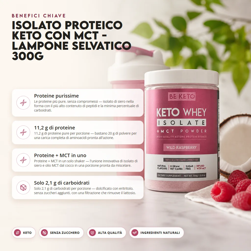 Isolato Proteico Keto con MCT – Lampone Selvatico 300g