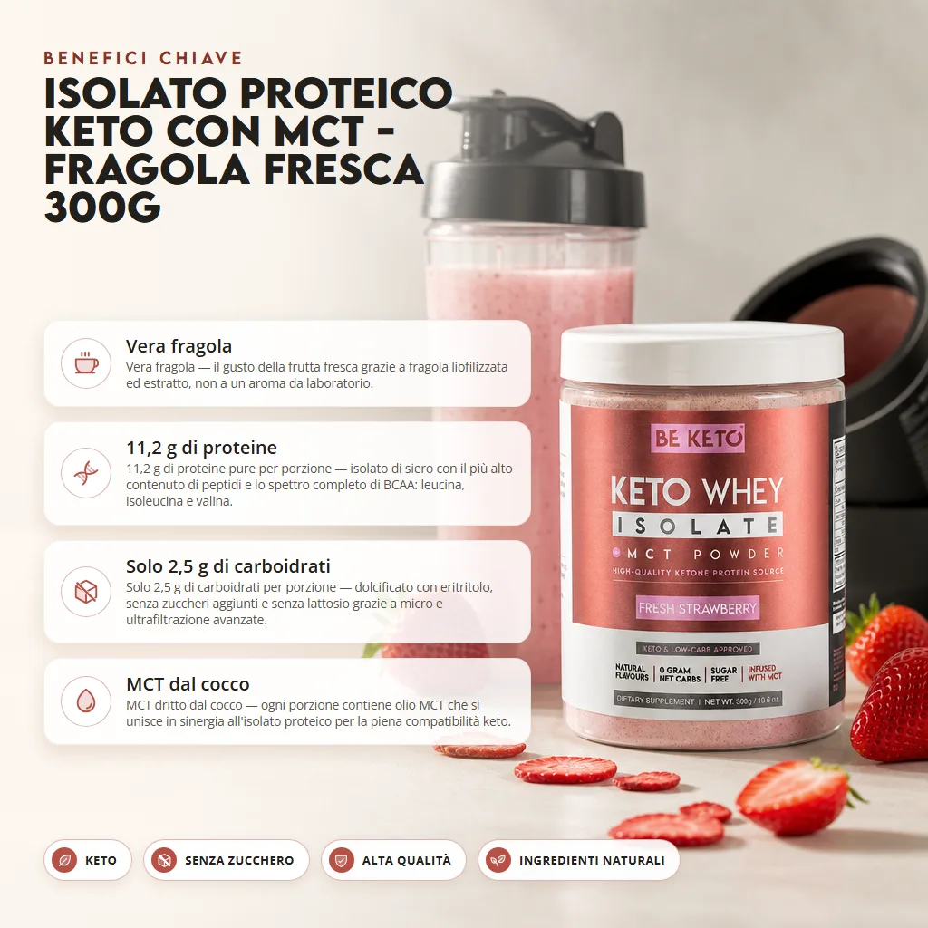 Isolato Proteico Keto con MCT – Fragola Fresca 300g