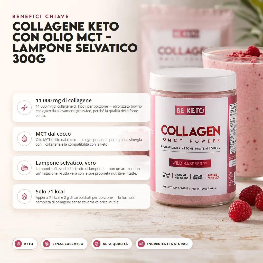 Collagene Keto con olio MCT – Lampone Selvatico 300g