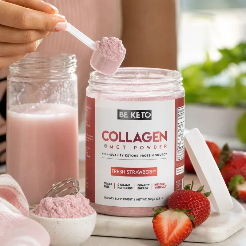 Collagene Keto con olio MCT – Fragola Fresca 300g – Lifestyle 1 Collagene Keto con olio MCT – Fragola Fresca 300g