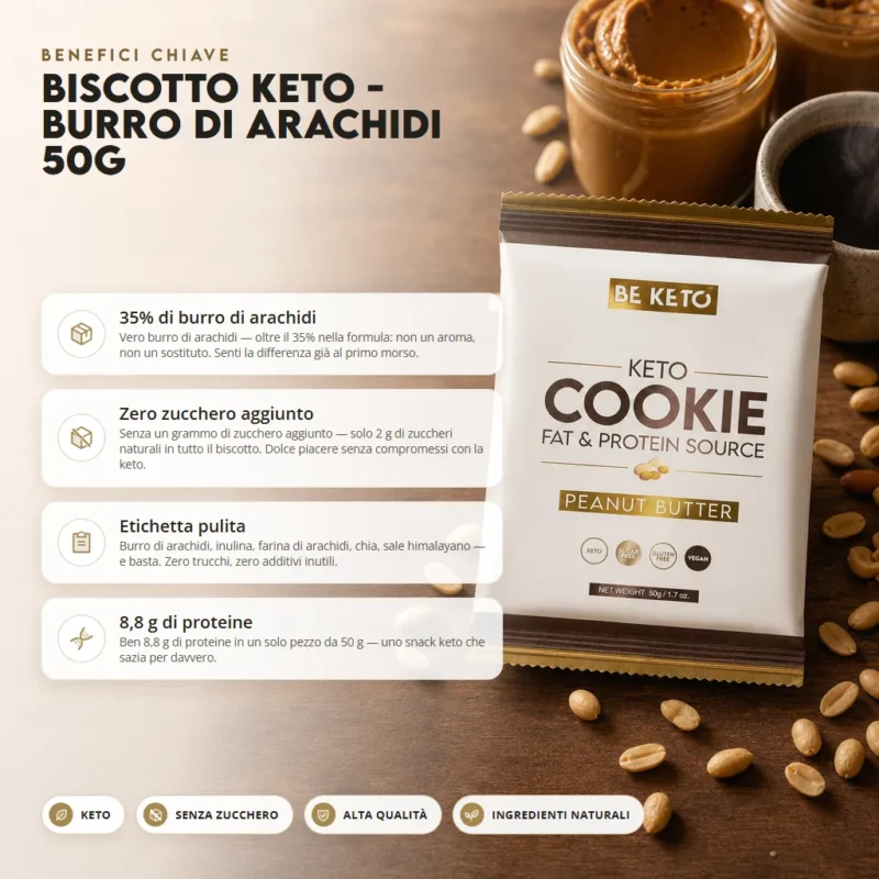 Biscotto Keto – Burro di Arachidi 50g – Benefit Biscotto Keto – Burro di Arachidi 50g