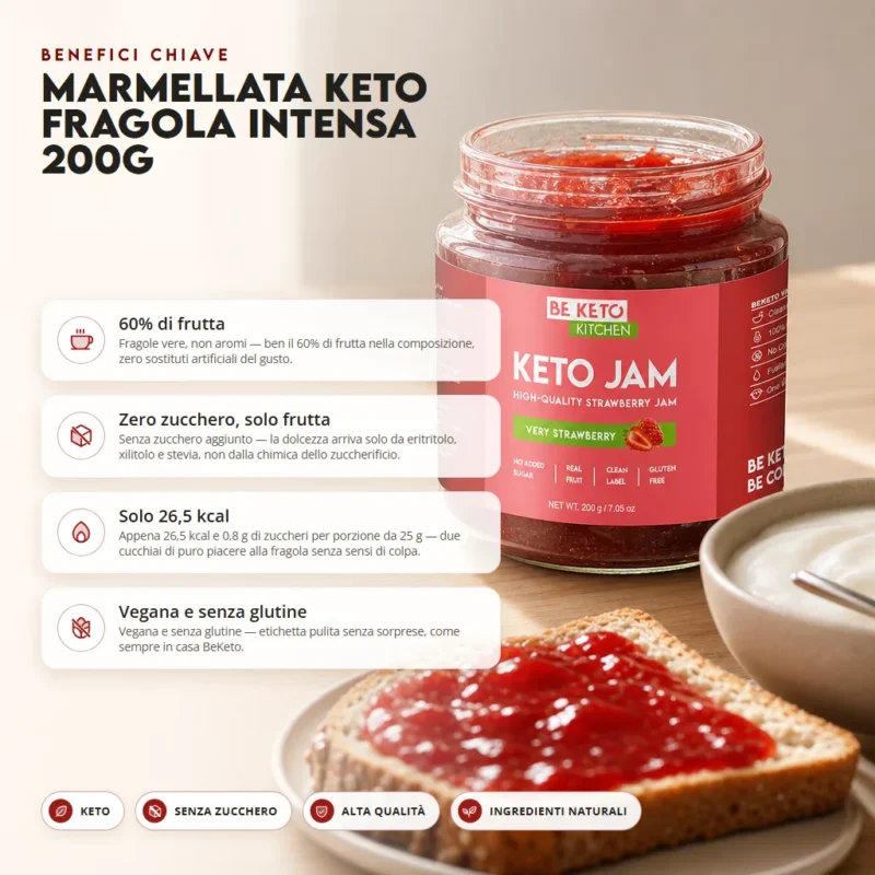 Marmellata Keto – Extra Fragola 200g – Benefit Marmellata Keto – Extra Fragola 200g