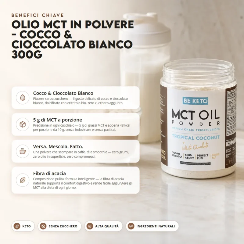 Olio MCT in Polvere – Cocco e Cioccolato Bianco 300g