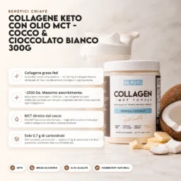 Collagene Keto con olio MCT – Cocco e Cioccolato Bianco 300g