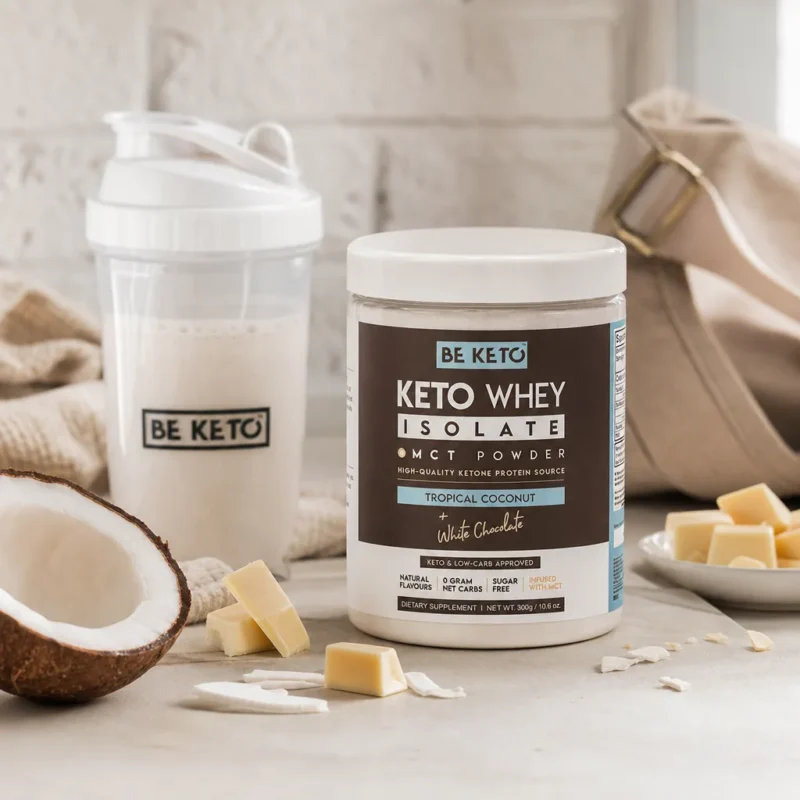 Isolato Proteico Keto con MCT – Cocco e Cioccolato Bianco 300g