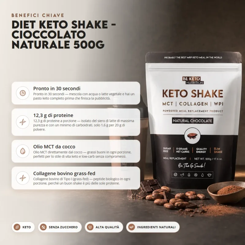 Diet Keto Shake – Cioccolato Naturale 500g