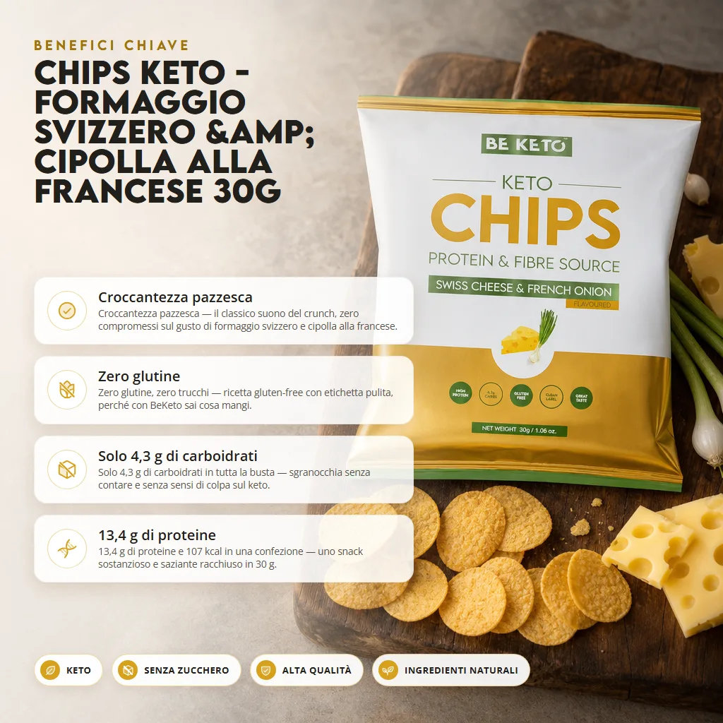 Patatine Keto – Formaggio Svizzero e Cipolla Francese 30g