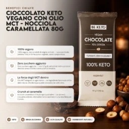 Cioccolato Keto Vegano con Olio MCT – Nocciola Caramellata 80g