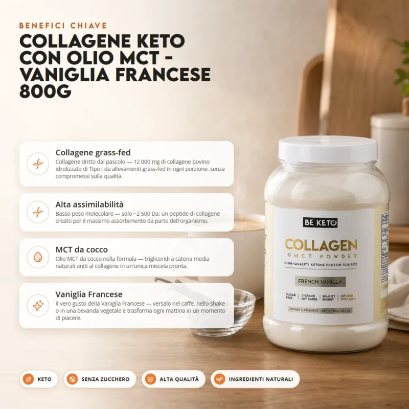 Collagene Keto con olio MCT – Vaniglia Francese 800g