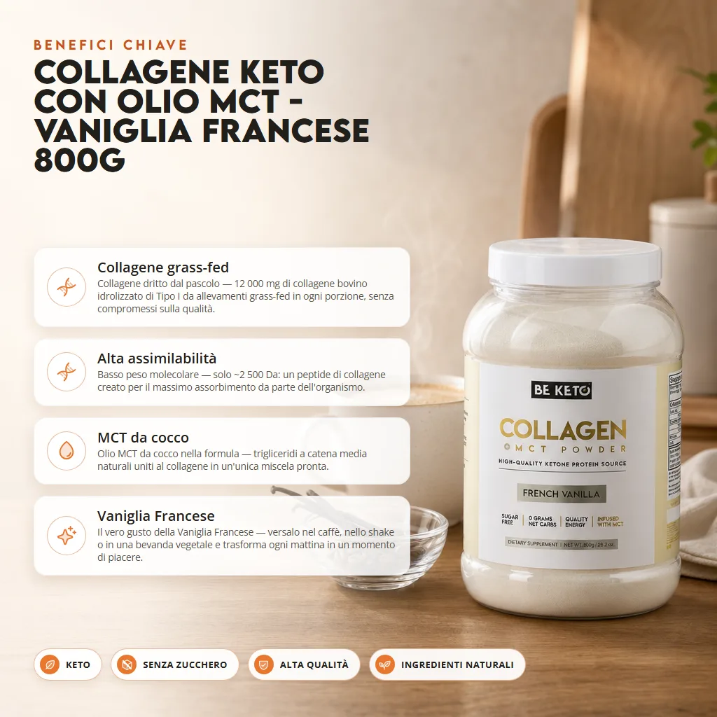 Collagene Keto con olio MCT – Vaniglia Francese 800g