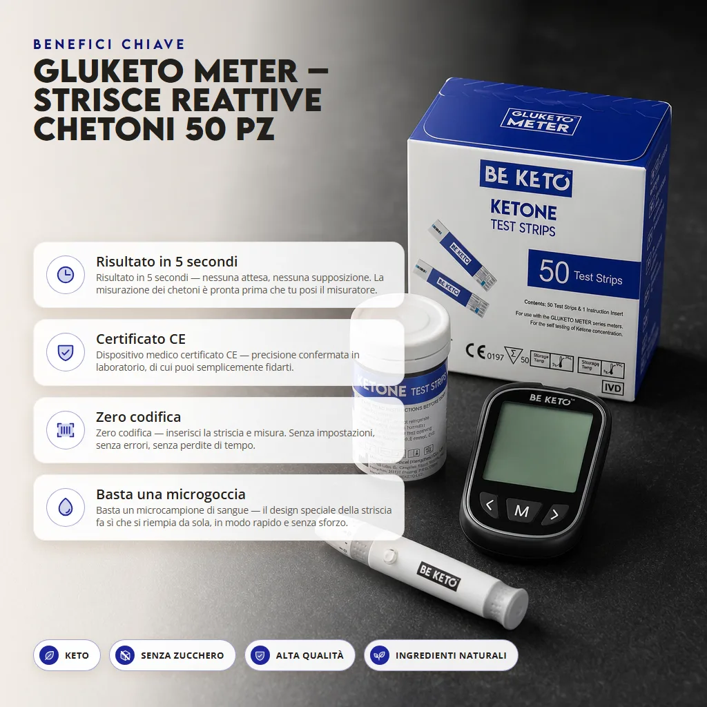 GluKeto Meter – Strisce Reattive Chetoni 50 pezzi