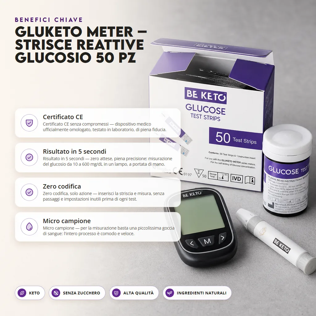 GluKeto Meter – Strisce Reattive Glucosio 50 pezzi