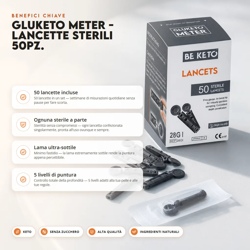 GluKeto Meter – Lancette Sterili 50 pezzi