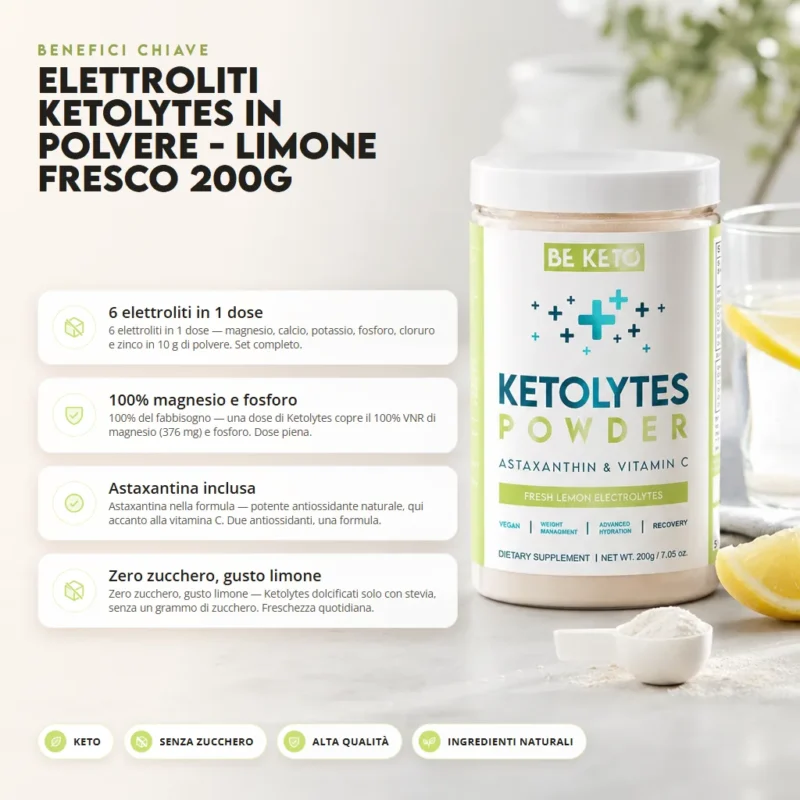 Elettroliti Ketolytes in Polvere – Limone Fresco 200g