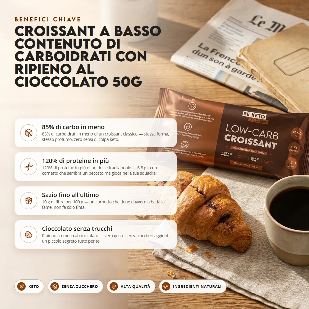 Croissant a Basso Contenuto di Carboidrati con Ripieno al Cioccolato 50g
