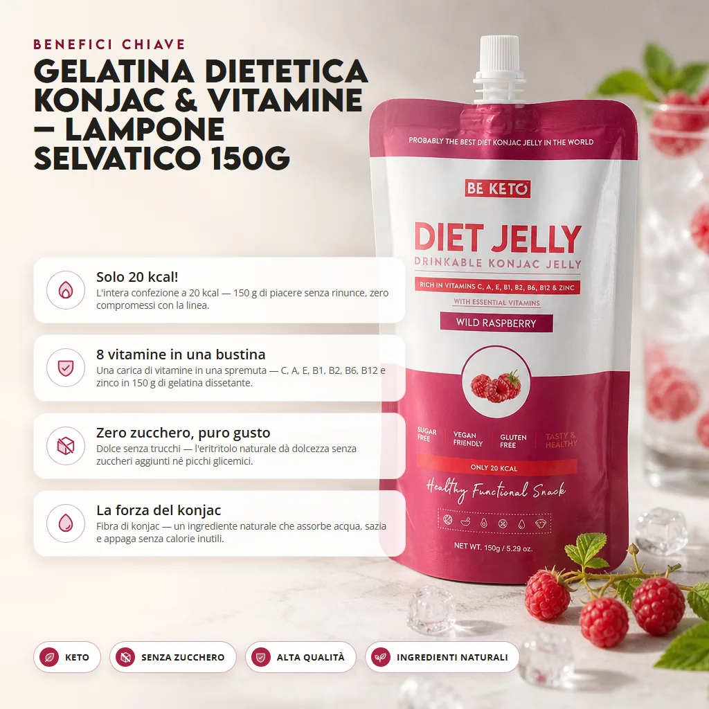 Gelatina Dietetica Konjac & Vitamine – Lampone Selvatico 150g