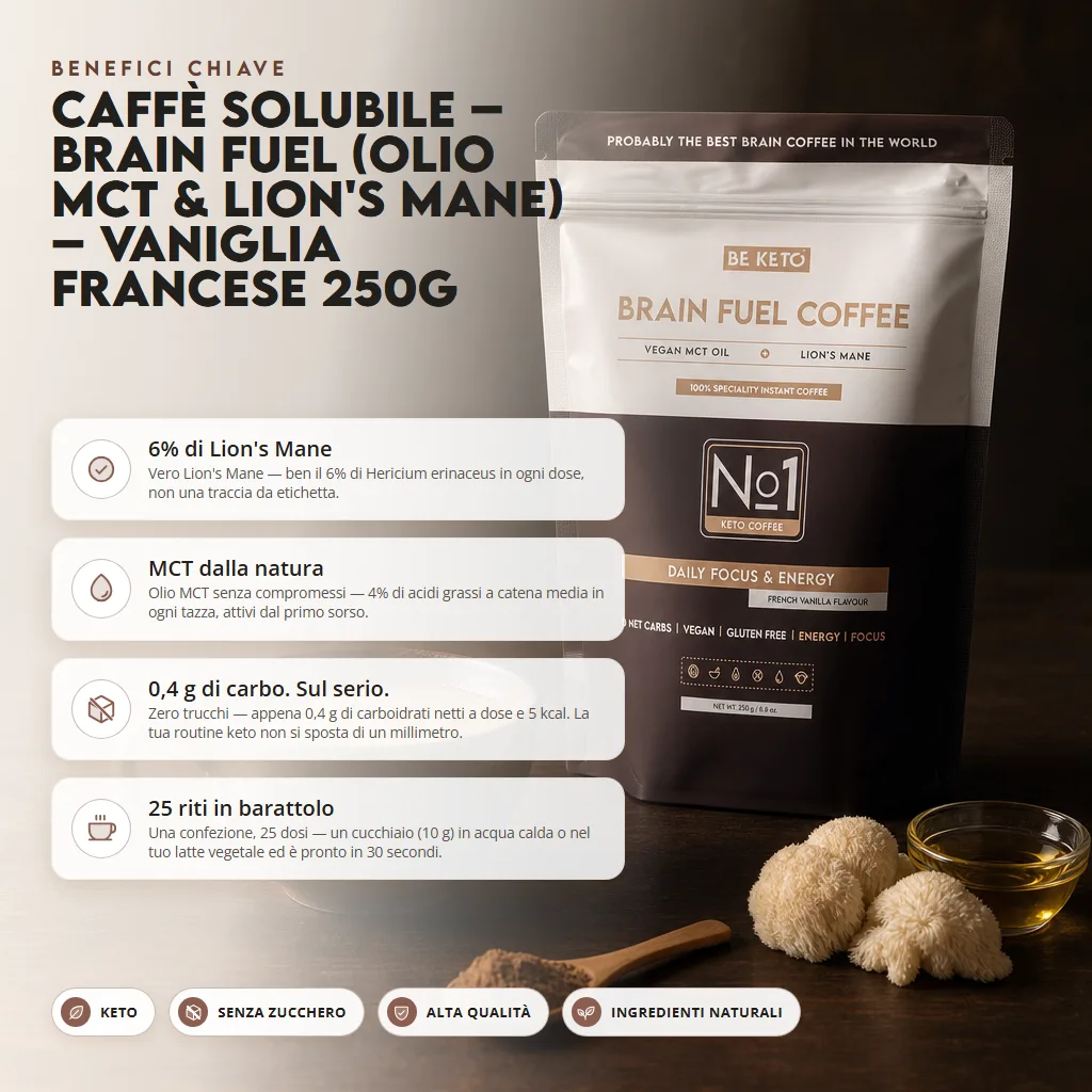 Caffè Solubile – Brain Fuel (Olio MCT e Lion’s Mane) – Vaniglia Francese 250g
