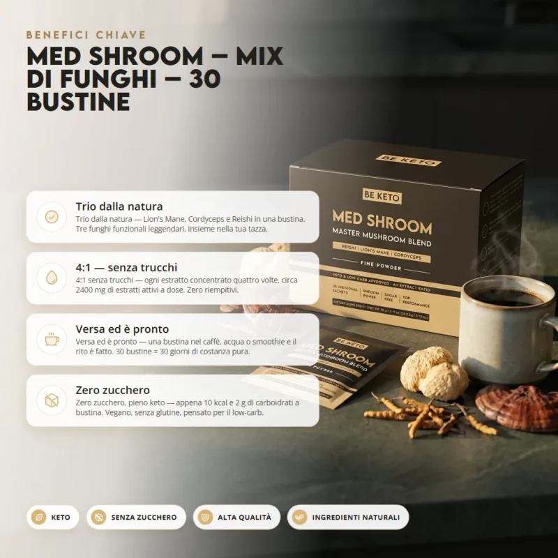 Med Shroom – Funghi Misti – 30 bustine – Benefit Med Shroom – Funghi Misti – 30 bustine