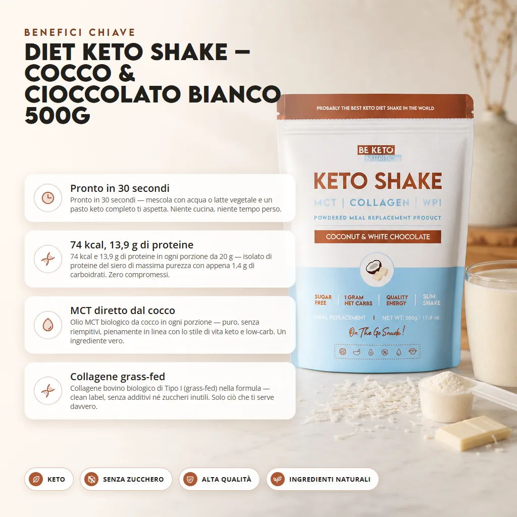 Diet Keto Shake – Cocco e Cioccolato Bianco 500g