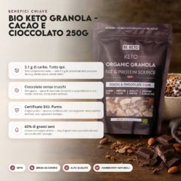 Granola Keto Biologica – Cacao con Scaglie di Cioccolato 250g