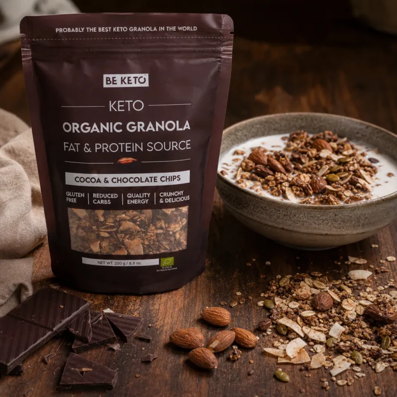 Granola Keto Biologica – Cacao con Scaglie di Cioccolato 250g