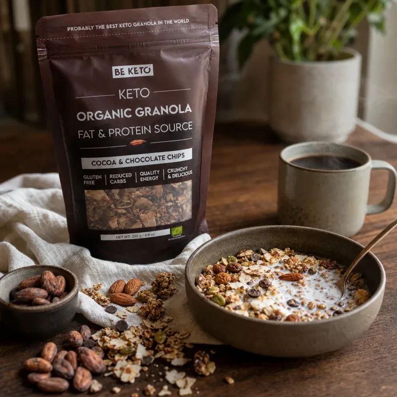 Granola Keto Biologica – Cacao con Scaglie di Cioccolato 250g