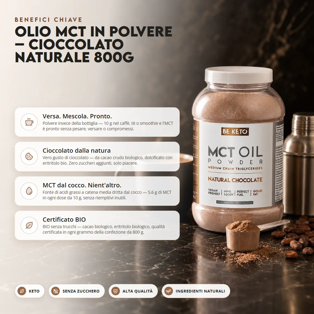 Olio MCT in Polvere – Cioccolato Naturale 800g
