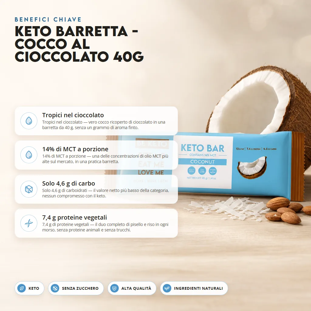 Barretta Keto – Cocco al Cioccolato 40g