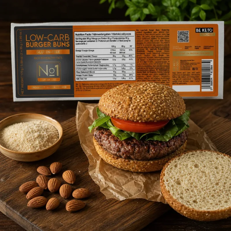 Panini Keto Senza Glutine per Burger 2x85g – Lifestyle 2 Panini Keto Senza Glutine per Burger 2x85g