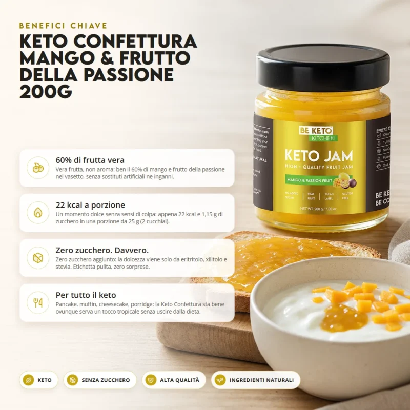 Marmellata Keto – Mango & Frutto della Passione 200g