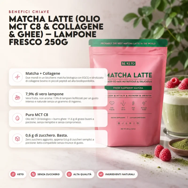 Matcha Latte (Olio MCT C8 & Collagene & Ghee) – Lampone Fresco 250g